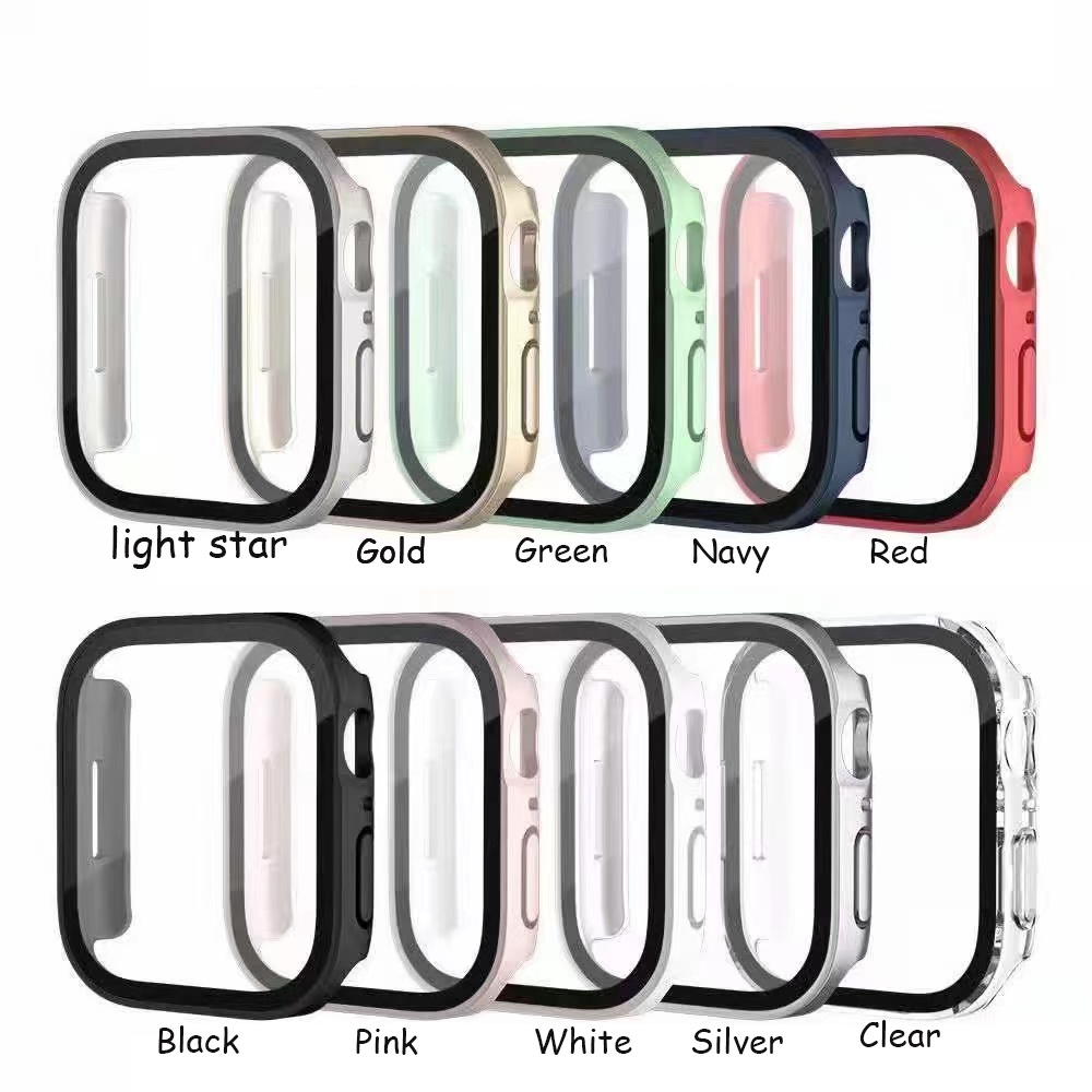 Ốp lưng cứng bảo vệ màn hình mờ chống thấm nước cho Apple watch 46MM 10 9 8 7 6 5 SE 4 Vỏ kính cường lực cho iwatch 45mm 41mm 44mm 40mm 42MM