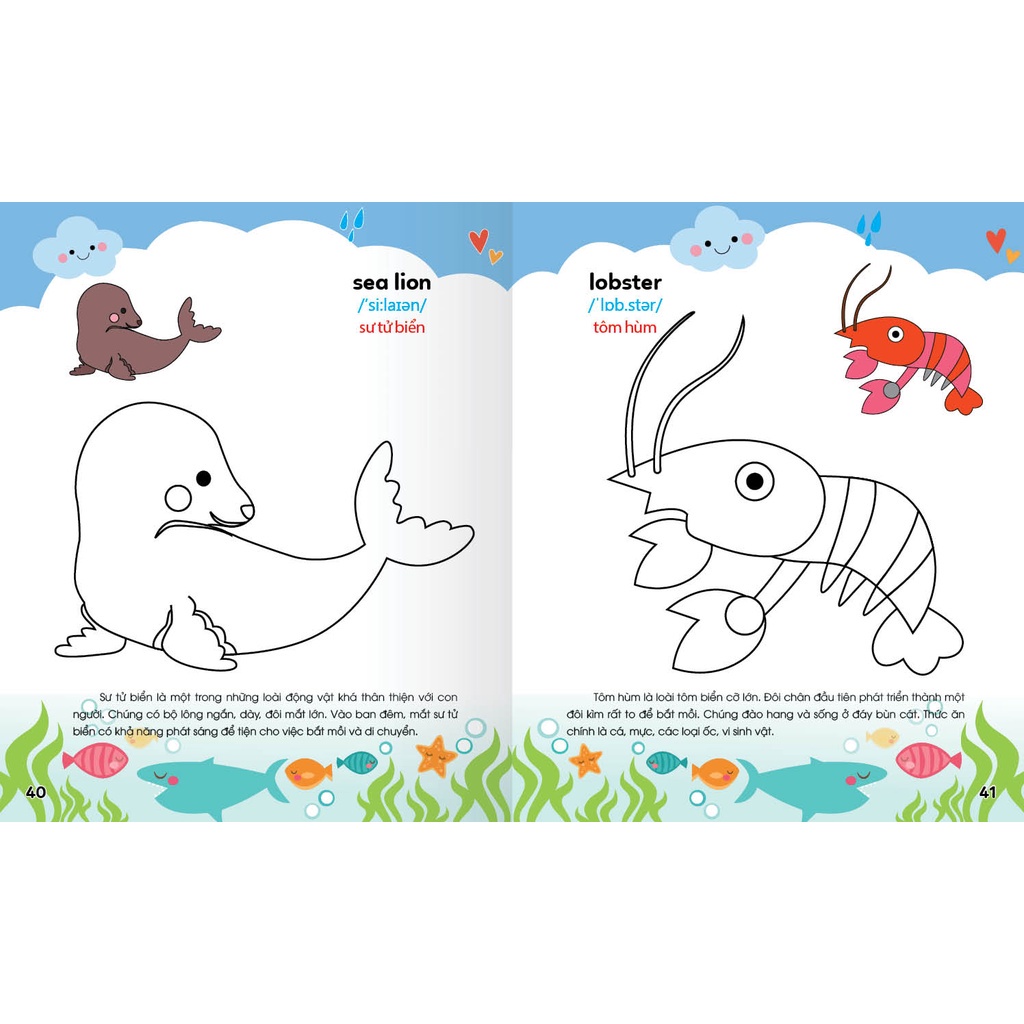Ảnh Sách - Colouring 365 ngày Tô màu - KHÁM PHÁ THẾ GIỚI PHÁT TRIỂN TRÍ TUỆ - Động vật nuôi, Chim, Cá (Tập 1) 2