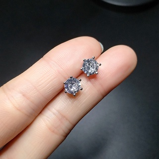 ♥ Bông tai sáu móng tay cổ điển nhiều màu nguyên bản Thạch anh tím Trang sức Sapphire đơn giản