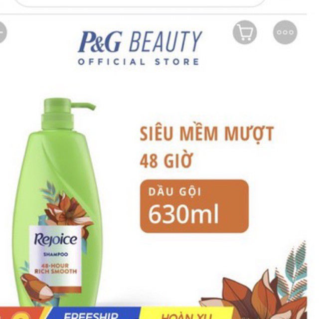 Dầu gội Rejoice Siêu Mềm Mượt 48 Giờ 630ml - Mẫu Mới tặng