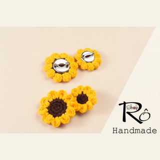 Ghim cài áo hoa hướng dương xinh xắn 3cm, 4cm |Pin, trâm cài balo, cặp, huy hiệu |Shop Rô Handmade