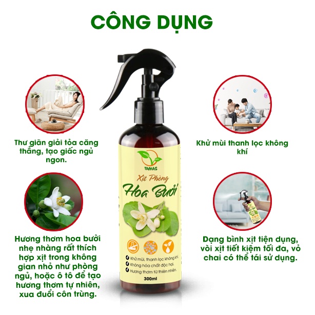 Ảnh Xịt Thơm Phòng Hương Hoa Bưởi 50ml-300ml TAMAS, Khử Mùi, Làm Thơm Phòng, Xua Đuổi Côn Trùng 4