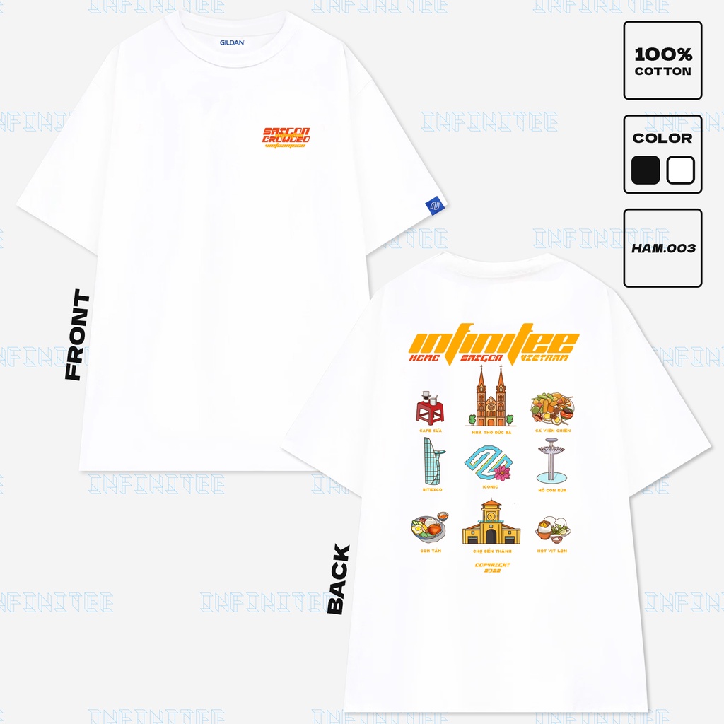 Áo Thun Unisex INFINITEE Saigon H003 100% Cotton Form Rộng