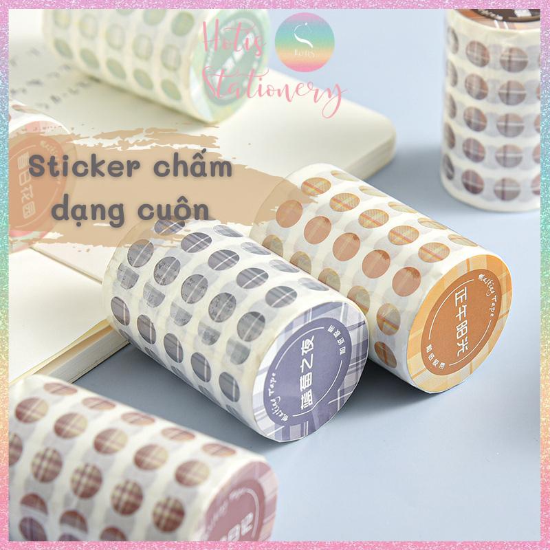 [HOTIS] Cuộn sticker chấm tròn kẻ sọc phối màu, cuộn dài 3m trang trí ...