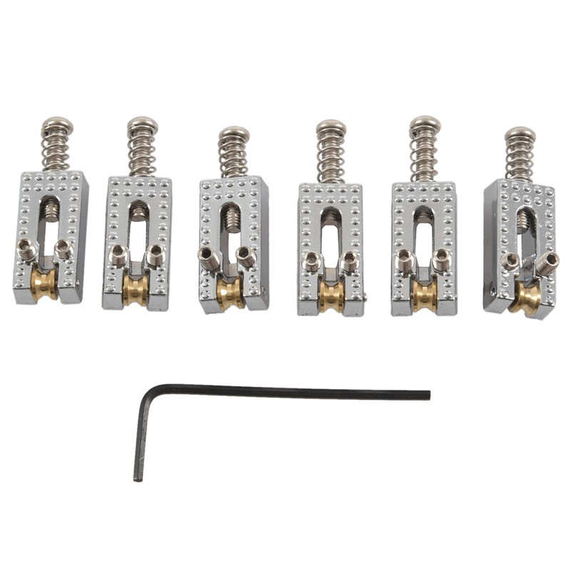 6 Con Lăn Cầu Tremolo Yên Có Cờ Lê Cho Fender Strat Tele Đàn Guitar Điện Màu Chrome