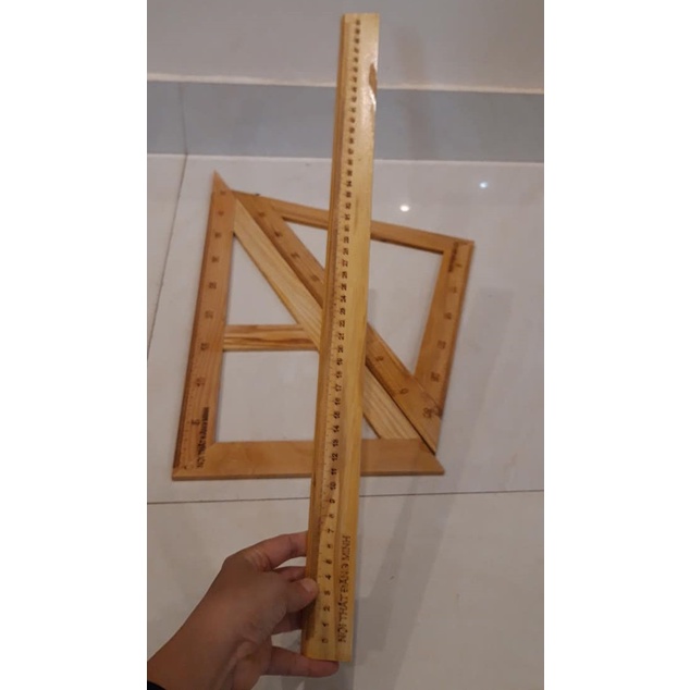 Ảnh Bộ thước gỗ dành cho Giáo Viên 50cm 100cm Compa Eke đo độ Parabol STB 2