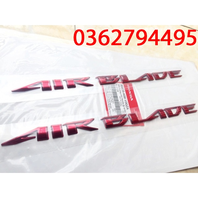 Tem chữ nổi Airblade 3D Đỏ xe AB đen nhám (2016-2019) Zin chính hãng ...