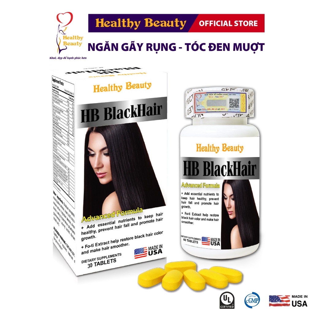 Ảnh Viên Uống Giảm Gãy Rụng và Đen Tóc HB Black Hair Healthy Beauty 2