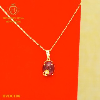 Dây Chuyền, Vòng Cổ Nữ Mặt Đính Đá, Titan Xi Mạ Vàng Non 24k Cao Cấp - Trang Sức Hava Hong Kong