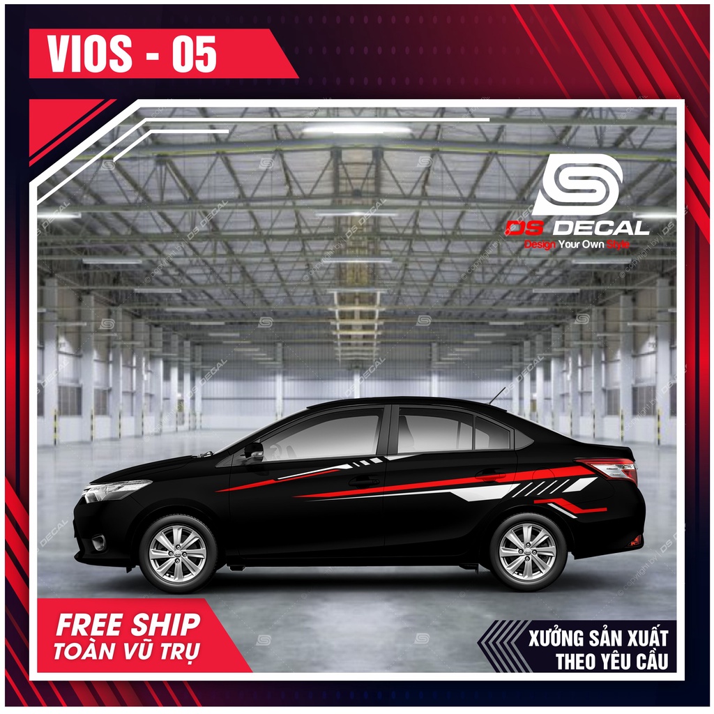 Tem dán xe ô tô Vios - 04, Sticker trang trí xe ô tô, tem dán xe ô tô ...