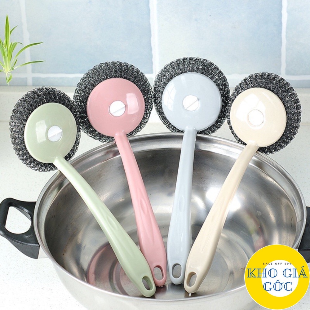 Cọ xoong nồi BÚI SẮT KHÔNG RỈ có tay cầm cán dài Tiên lợi | Shopee Việt Nam