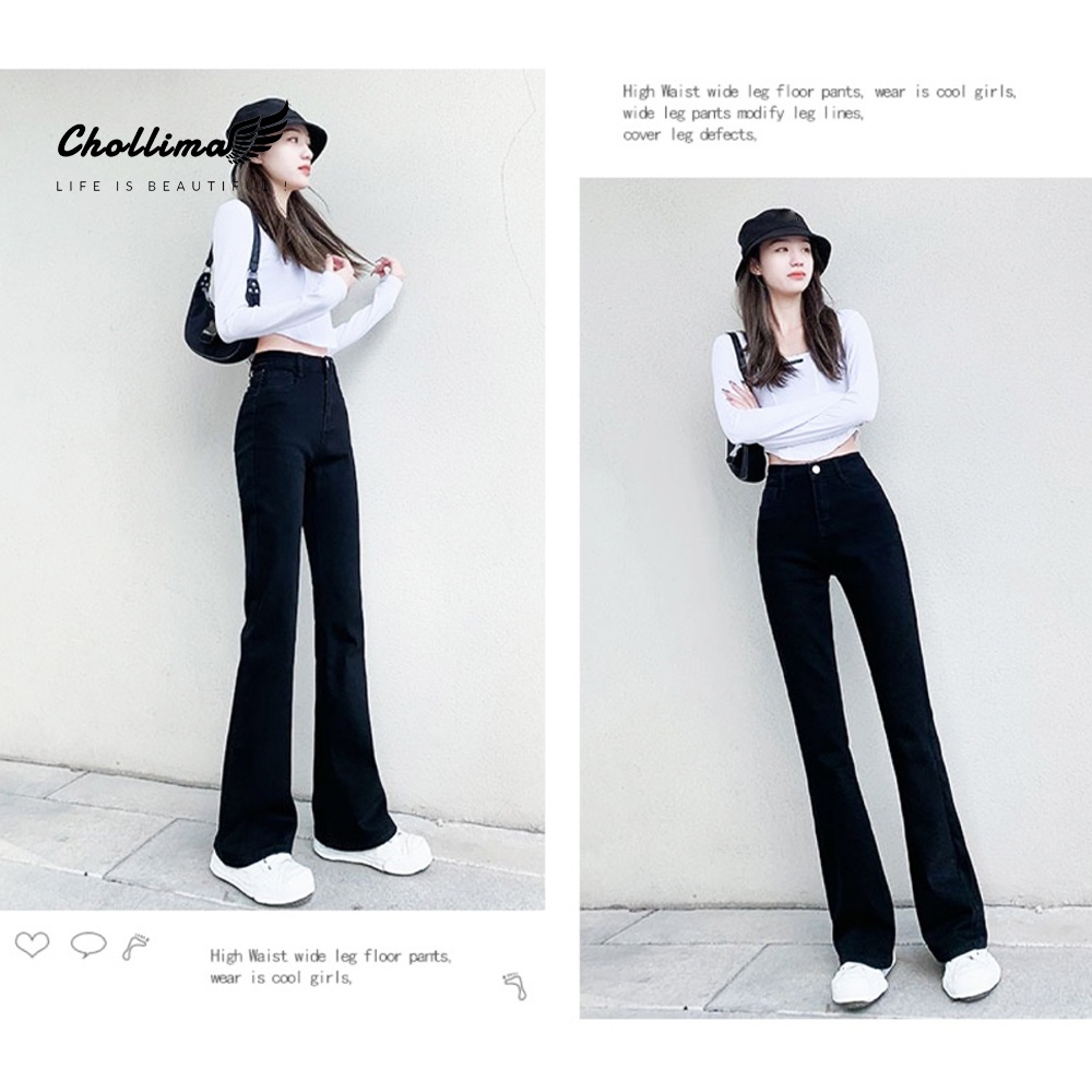 Ảnh Quần jeans nữ ống loe co giãn Chollima QD046 trẻ trung năng động ulzzang phong cách hàn quốc 3