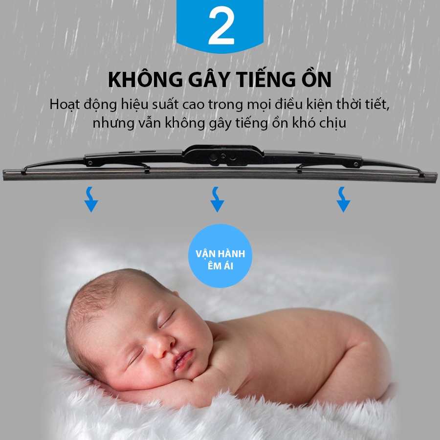 Combo 2 Gạt Mưa Ô Tô Gọng Sắt CIND 405 (14inch/350mm) Phù Hợp Cho Nhiều Dòng Xe Ô Tô Xe Hơi Có Móc Cong Chữ U