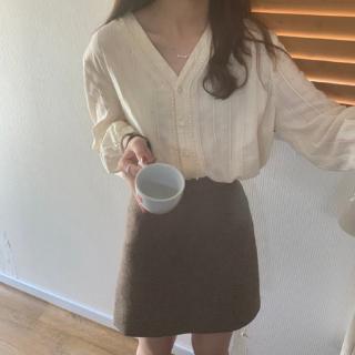 Áo Croptop Tay Dài Cổ Chữ v Ôm Eo Thời Trang Hàn Quốc Cho Nữ