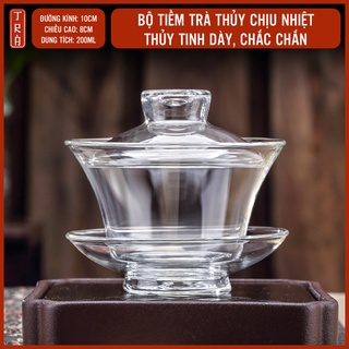 Tiềm trà, chén khải thủy tinh thanh khiết khiết chịu nhiệt giá rẻ, dung tích 200ml