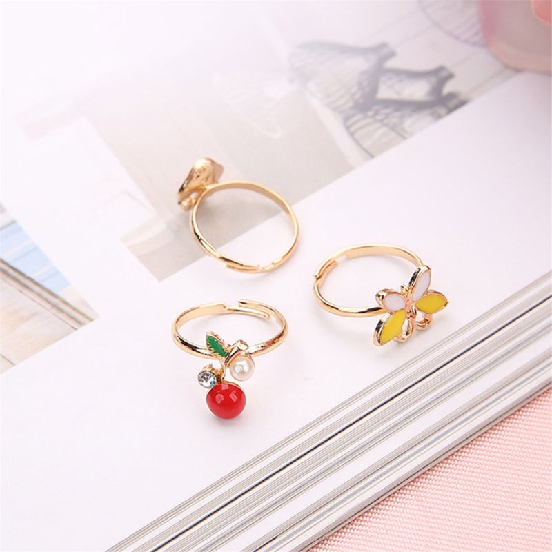 Bộ 5 Nhẫn Hoạt Hình Dễ Thương Có Thể Điều Chỉnh Cho Bé Gái