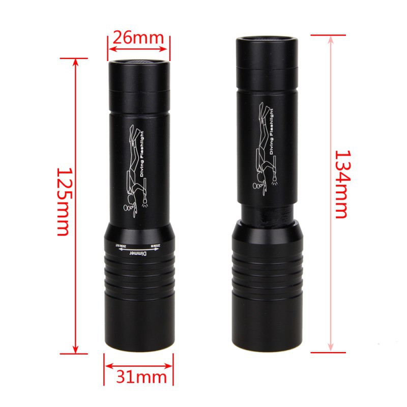 Đèn pin nhôm chuyên nghiệp, IP68, chống thấm 50m, sạc được