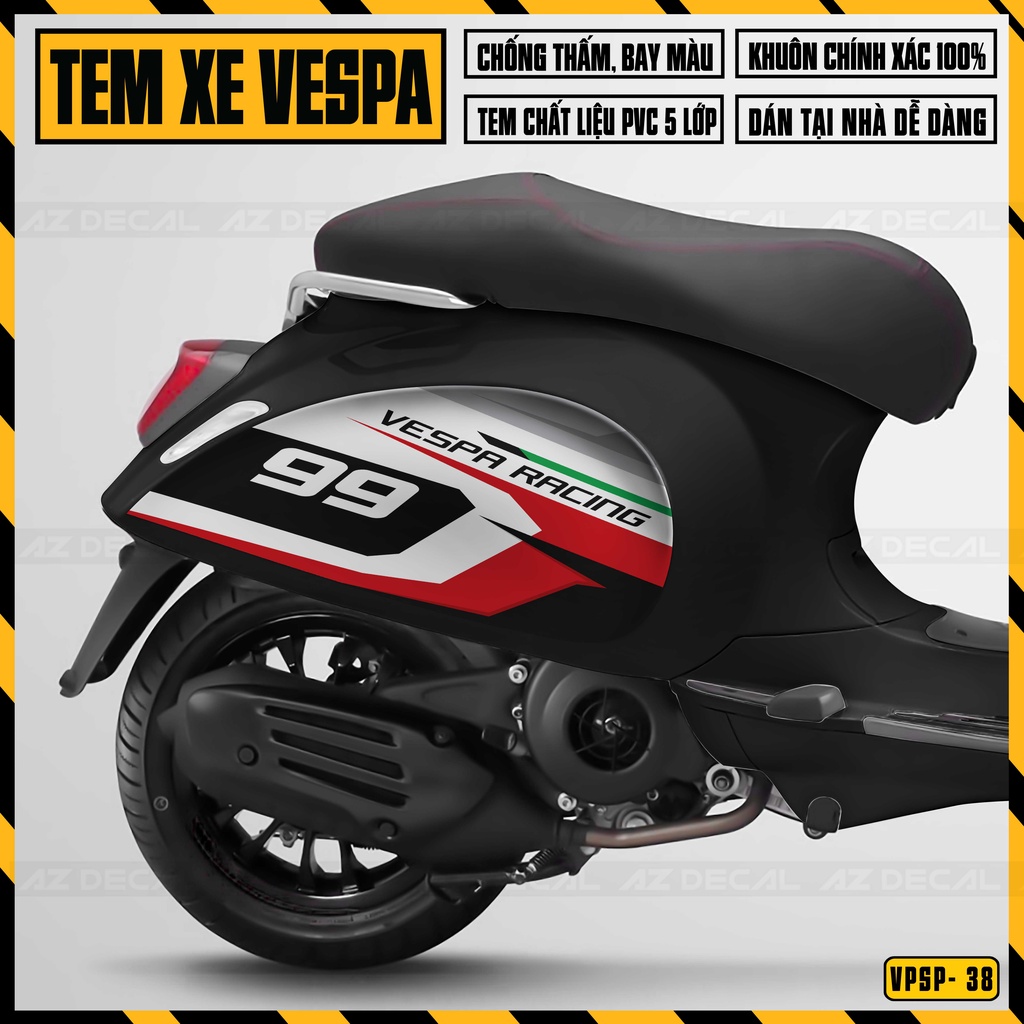 Tem Xe Vespa Mẫu Racing 99 | VPSP38 | Decal Dán Xe Sprint / Primavera ...
