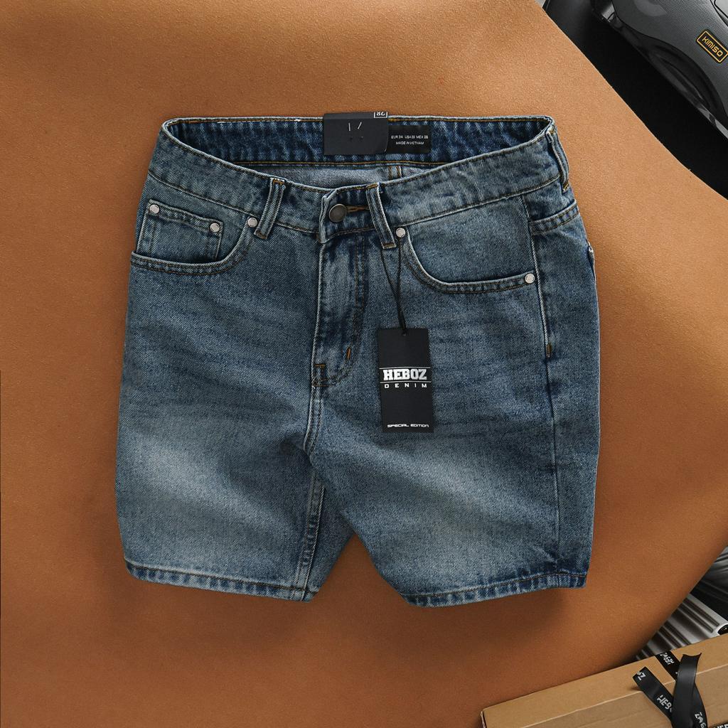 [Mã BMLTB200 giảm đến 100K đơn 499K] Quần short jean, quần dùi jeans nam chất vải denim form suông Heboz 4M - 00001498