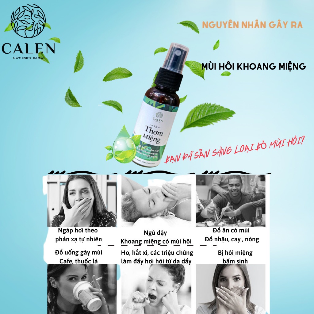 Xịt Thơm Miệng Thảo Mộc Tự Nhiên Chai 50ml Khử Mùi Hôi Miệng - Nước Xịt Thơm Miệng Calen