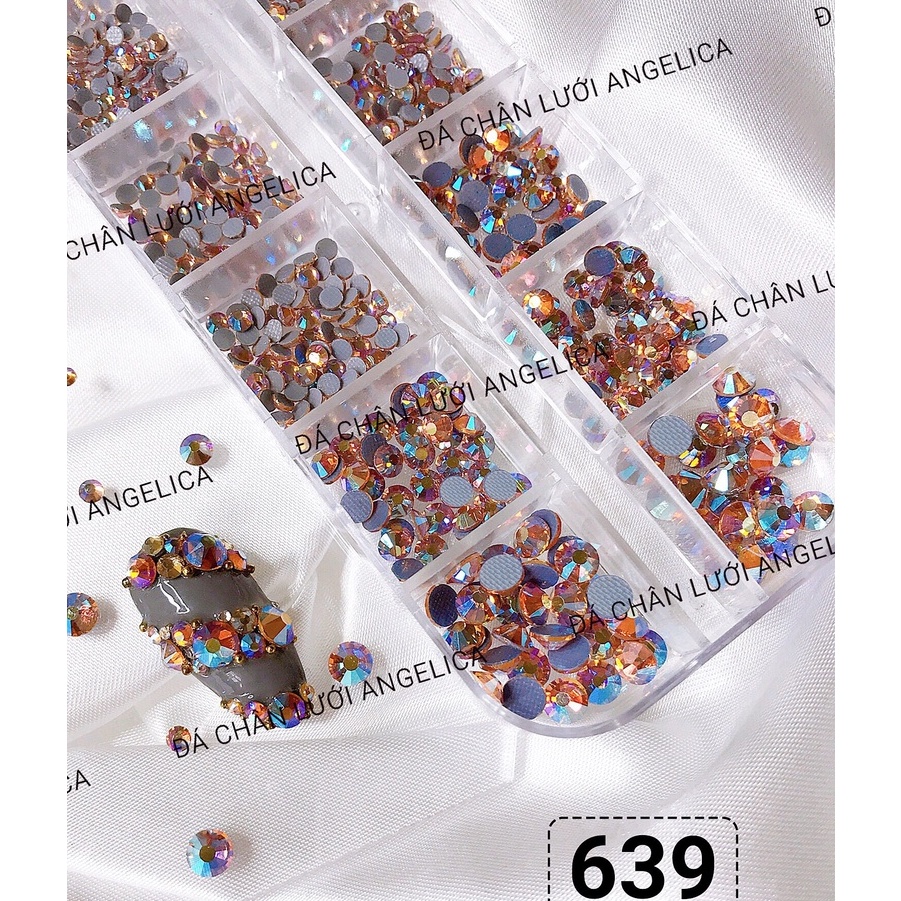 Đá Chân Lưới Nail 12 Khía Padparadscha Ab Đính Móng ANGELICA 639