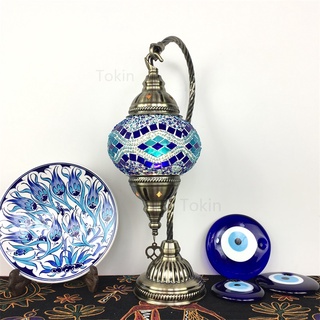Đèn Để Bàn Mặt Kính Họa Tiết Mosaic Thủ Công Kiểu Vintage Thổ Nhĩ Kỳ Lãng Mạn