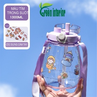 Bình giữ nhiệt Greeninterior dung tích lớn 1300ml, bình đựng nước cute
