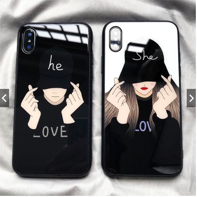 Ốp iPhone Mặt Kính Nano Dẻo - Ốp He And She