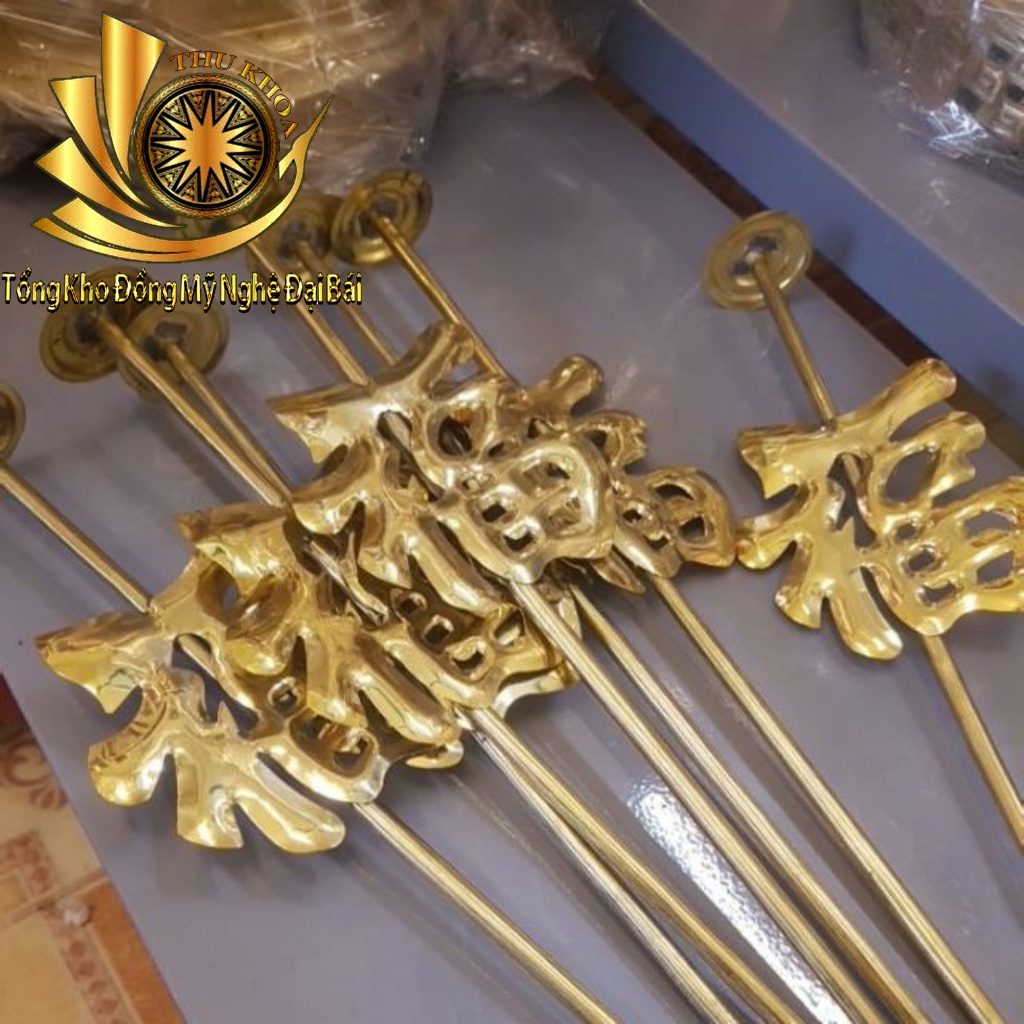 Cây Cắm Hương Vòng Trụ Cắm Hương Vòng Bằng Đồng Vàng Chữ Phúc, Chữ Công Cao 70cm Giúp Bảo Vệ Gia Đình Ý Nghĩa Phong Thủy