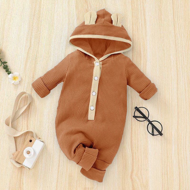 Áo Liền Quần Bé Gái, Bé Trai Sơ Sinh LOTUKA Chất Len Tăm, Bodysuit Có Mũ Cho Bé 3-12kg | BigBuy360 - bigbuy360.vn