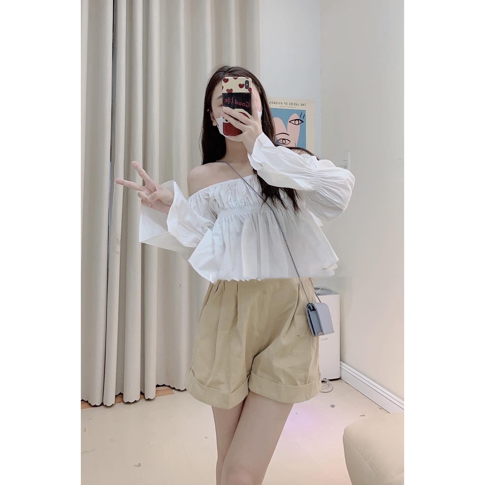 ÁO TRỄ VAI TAY PHỒNG BO CHUN NGỰC VÀ TAY XINH XẮN - TITI TOP