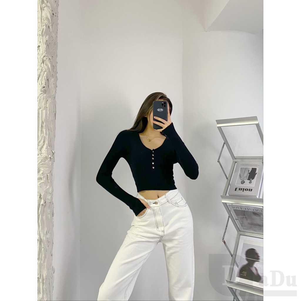 Ảnh Dadu Trắng Thẳng Quần Ống Rộng Hàn Quốc Plus Size Quần Denim Sàn Nhật Bản Quần Palazzo Quần Thường Ngày Quần Cao Cấp Quần Jean 2