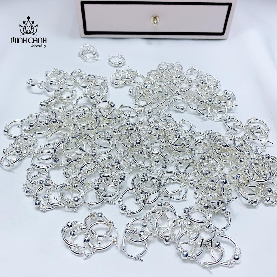 Ảnh Hoa Tai Bạc Dạng Tròn Cho Bé Gái - Minh Canh Jewelry 3