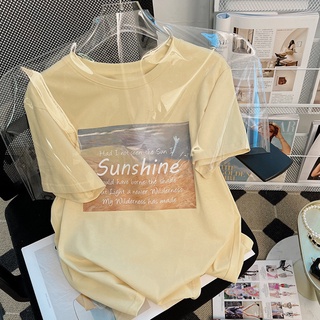 Áo thun HIIXIIVI cotton tay ngắn cổ tròn in hình thời trang mùa hè phong cách Hàn Quốc 2022 dành cho nữ