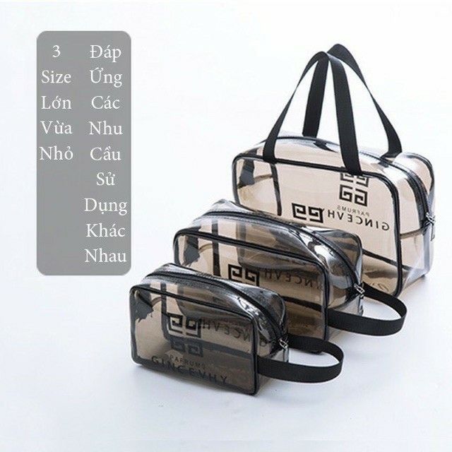 SET 3TUI ĐỰNG MĨ PHẨM TRONG SUỐT BẰNG NHỰA PHÙ HỢP ĐI DU LỊCH VÀ DÃ NGOẠI