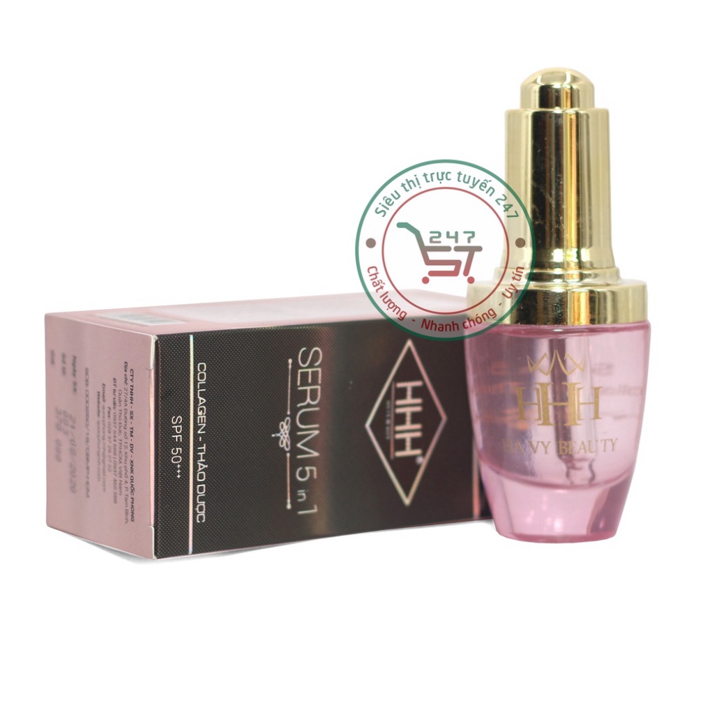 Serum dưỡng Trắng da mặt Săn da Ngừa nhăn da Lão hóa collagen thảo dược HHH 5in1 35ml (đen)