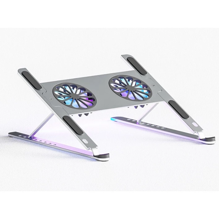P11FS Giá Đỡ Laptop, Máy Tính Xách Tay Kê Đế Tản Nhiệt Kê Laptop Quạt Led RGB 8 Mức Chỉnh Độ Cao, Đế Kê Laptop Nhôm