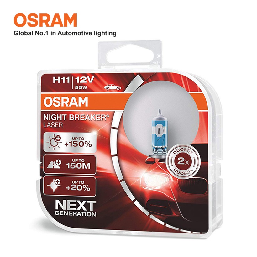 Combo 2 Bóng Đèn Halogen Tăng Sáng 150% OSRAM Night Breaker Laser H11 12V 55W