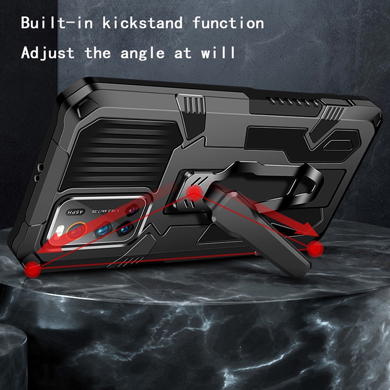 Dành Cho Vivo Y17 Y15 Y12 Y11 Y12i Y19 S1 V21 V20 SE Y91C Y1s Ốp Lưng Hybrid Armor Chống Sốc Đứng Có Kẹp Thắt Lưng