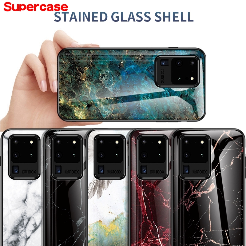 Ốp lưng nhựa cứng Kính Hoa Văn Đá Cẩm Thạch Thời Trang Cho Samsung Galaxy S20 Ultra S10 Plus 5g S10E