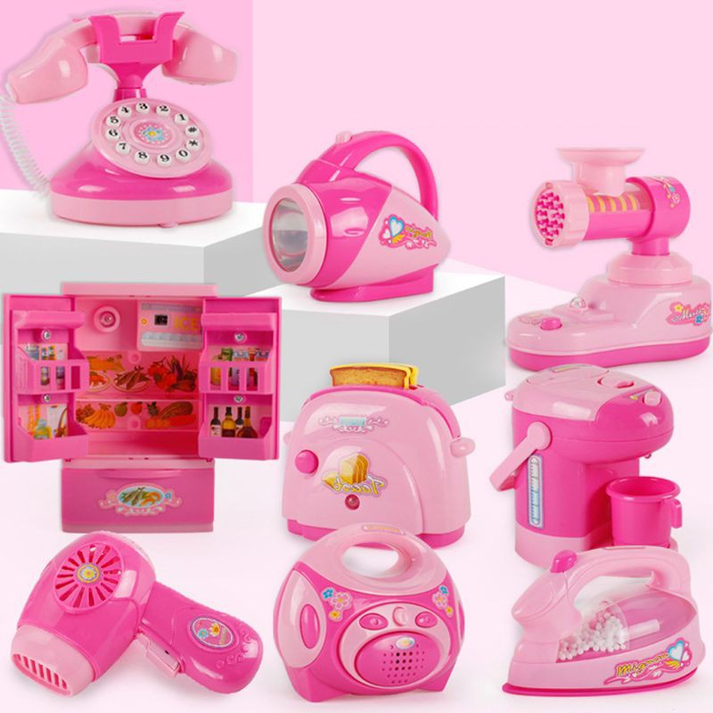 Children Kid Boy Girl Mini Kitchen Electrical Appliance Hair Dryer Toy Set Early