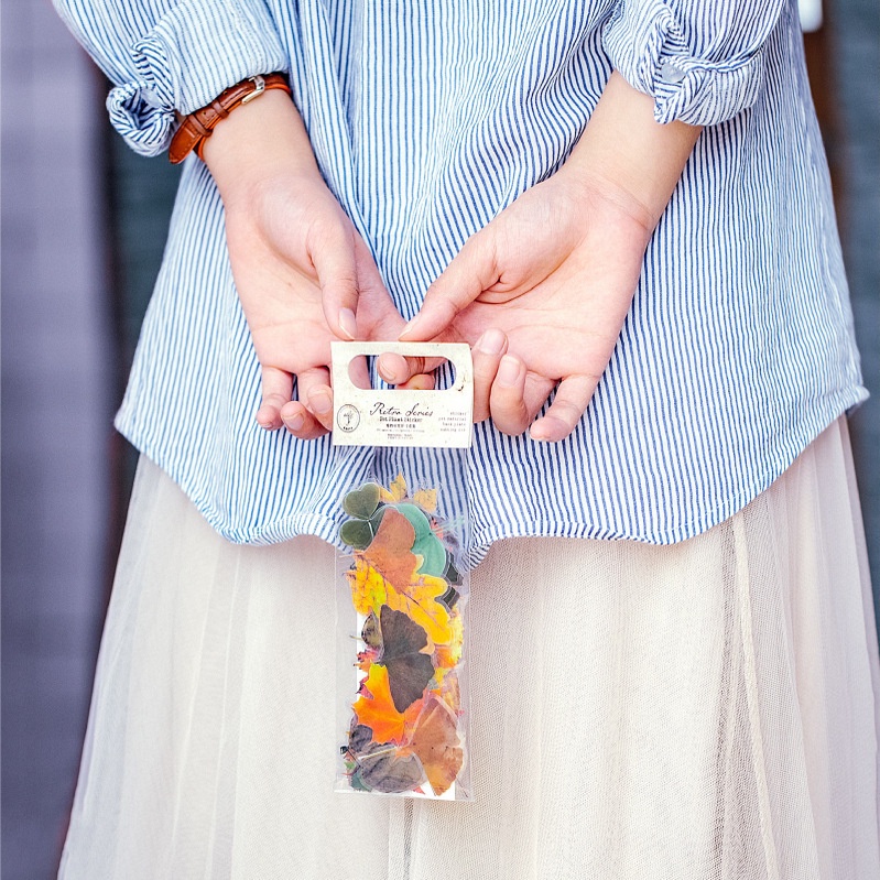 Sticker vintage set 20 miếng HD18-K72 mẫu hình hoa khô trang trí sổ tay Bullet Journal DIY Scrapbook