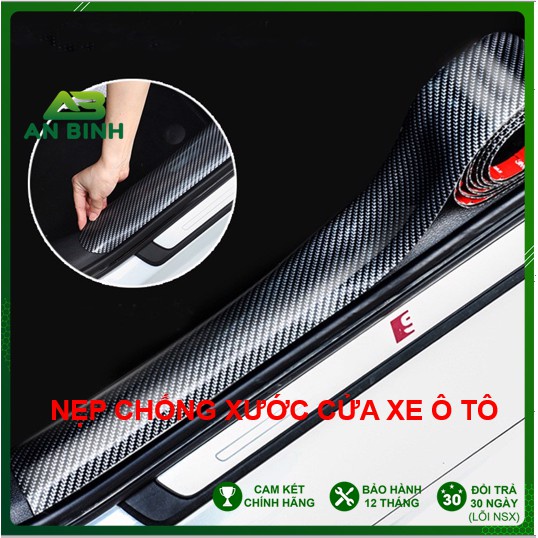 Nẹp carbon Chống Xước Bước Chân Cửa Xe Ô Tô, Xe hơi, nẹp cánh cửa vân Cacbon Cao Cấp (Gia 1met)