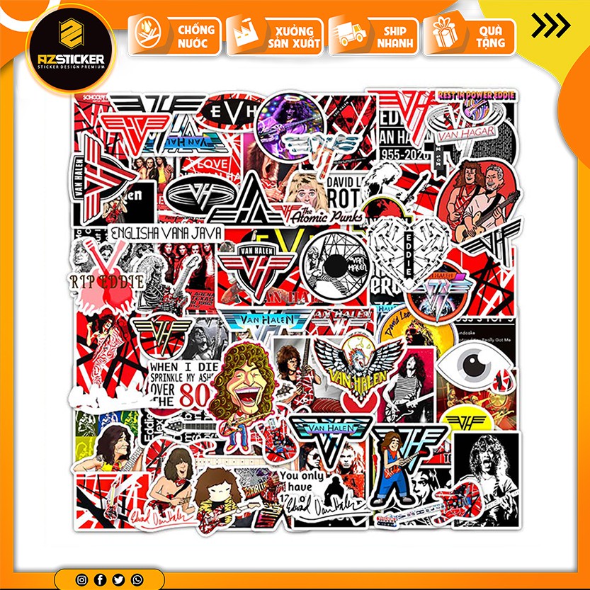 Sticker Van Halen - Nhãn dán đàn ghita cắt sẵn chất liệu PVC 5 Lớp ...