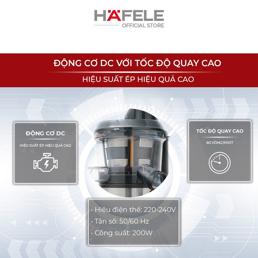 Mô tả Máy ép chậm Hafele GS-133N - 535.43.811 - 3