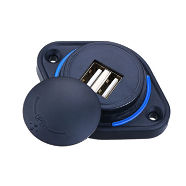 Sạc 2 cổng USB loại dẹp LED viền 12V 24V sạc xe khách xe limousine xe U ...
