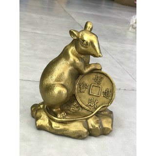 Tượng chuột ôm tiền  tiến bảo 12 con giáp bằng đồng vật phẩm phong thủy theo tuổi