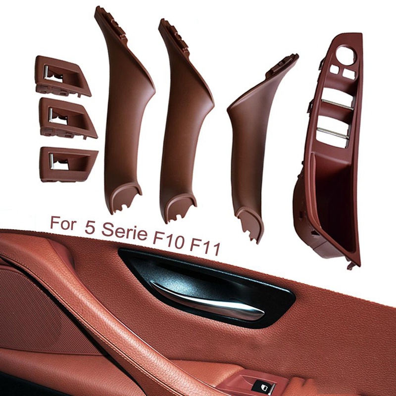 Ốp bọc tay nắm cửa trong tiện dụng cho xe hơi Bmw 5 Serie F10 F11 520 525 Red-Brown RHD