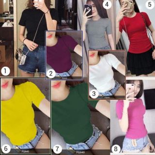 Áo tay ngắn thun gân nhiều màu siêu xinh, áo thun nữ dáng chuẩn đẹp -RUBY CLOTHING A09