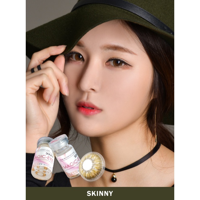 [𝟭 𝗖𝗮̣̆𝗽] Lens 1 Năm Màu Vàng Hổ Phách Skinny Brown ANN365 Hàn Quốc Cho Mắt To Tròn Hơn